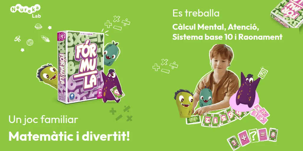 Fórmula: un joc familiar matemàtic i divertit! Es treballa el càlcul mental, l’atenció, el sistema base 10 i el raonament.