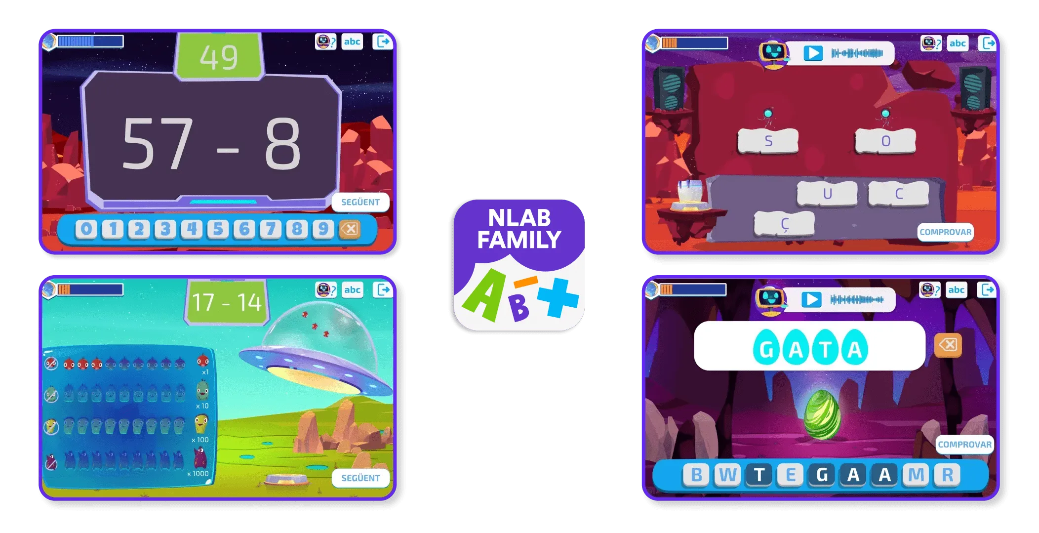 Activitats de lectura i matemàtiques de l'app NLab Family