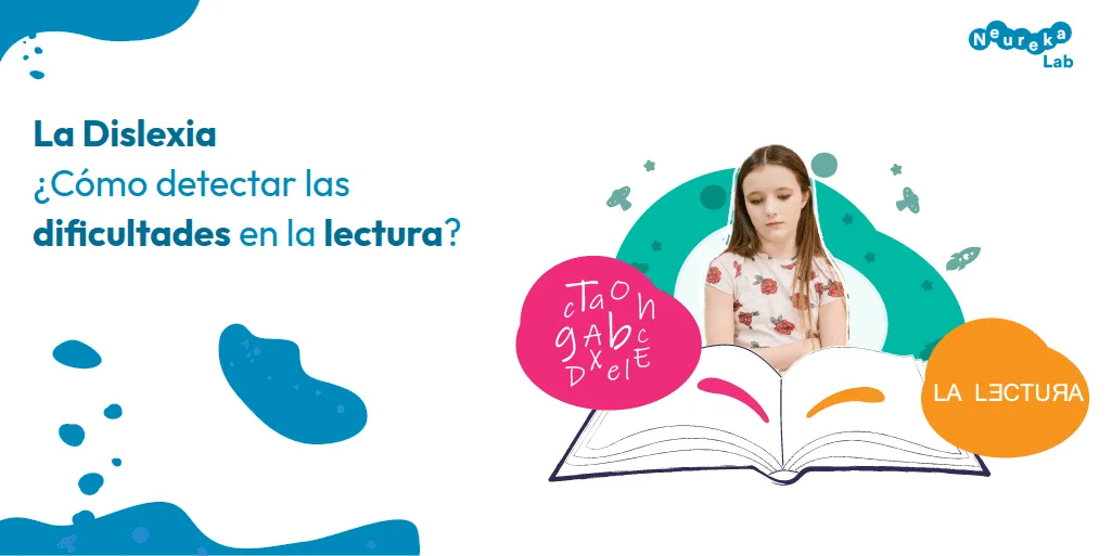 La dislexia: ¿cómo detectar las dificultades en la lectura? Niña leyendo un libro con letras desordenadas