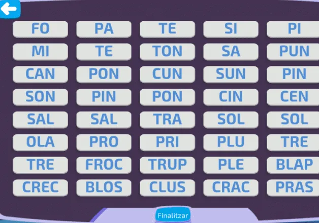 Prova de lectura NeurekaLec: llegir en veu alta una taula de síl·labes i pseudoparaules