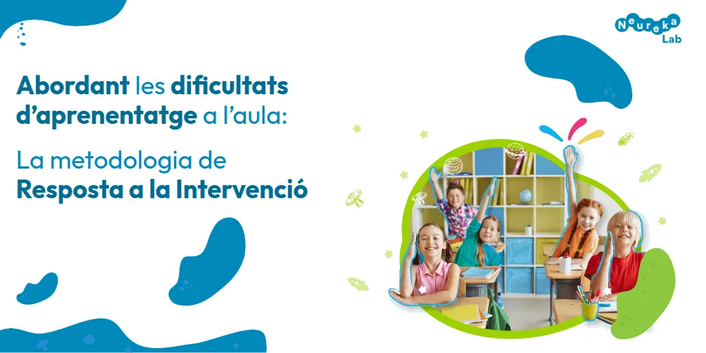 Alumnes aixecant la mà a classe; títol sobre abordar les dificultats d’aprenentatge amb la Resposta a la Intervenció