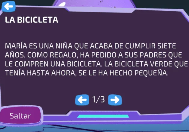 Prueba de lectura NeurekaLec: leer un texto breve, «La bicicleta»